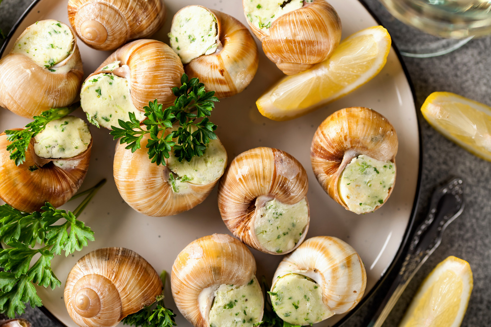 Escargots de Bourgogne, una comida típica de Francia